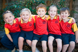 group of young students in their sports uniform