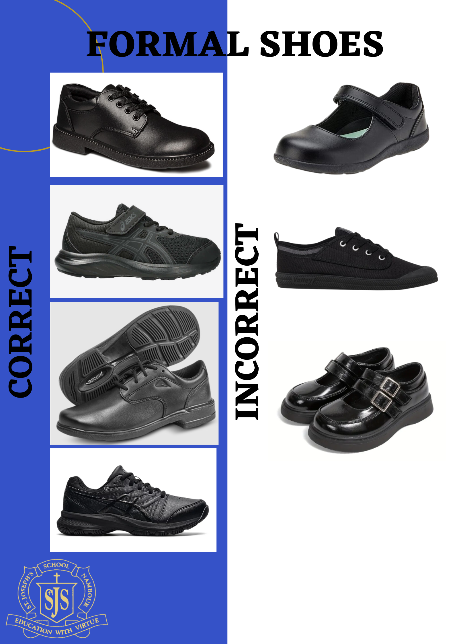 formal shoes - examples of correct and incorrect versions