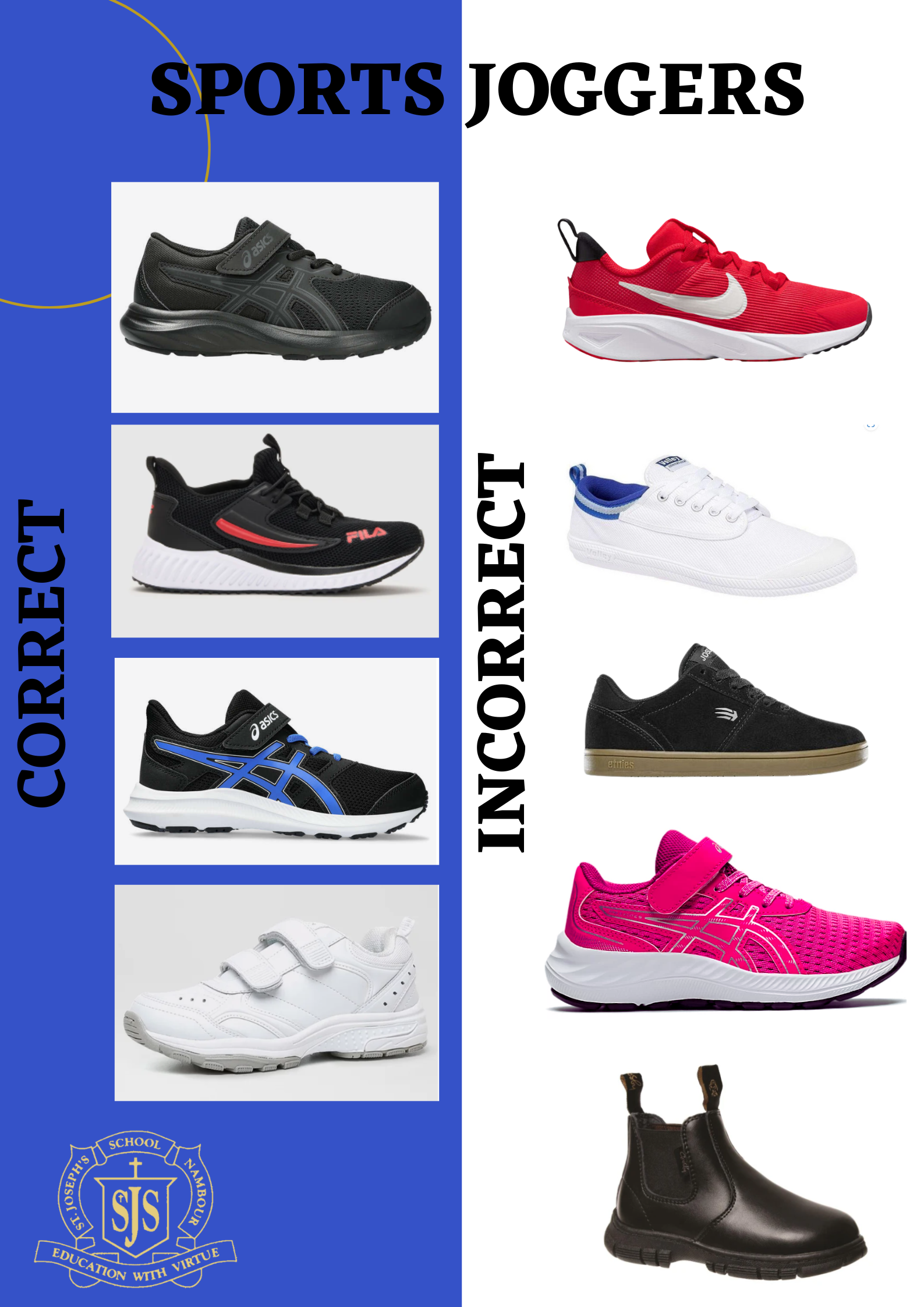 sport shoes - examples of correct and incorrect versions